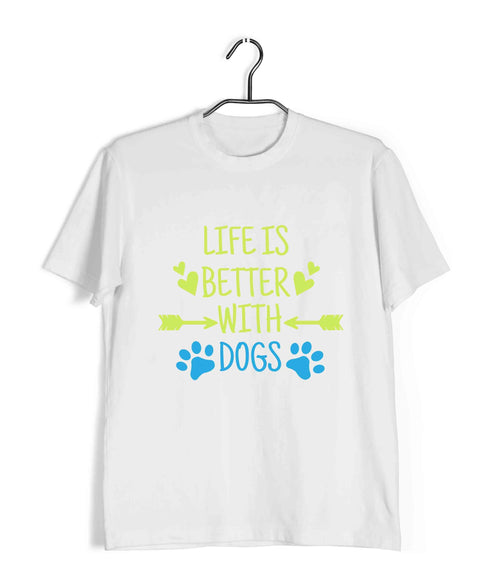 Dogs LIFE IS BETTER WITH DOGS Aaramkhor Specials Casual Graphic Printed T-Shirt for Men